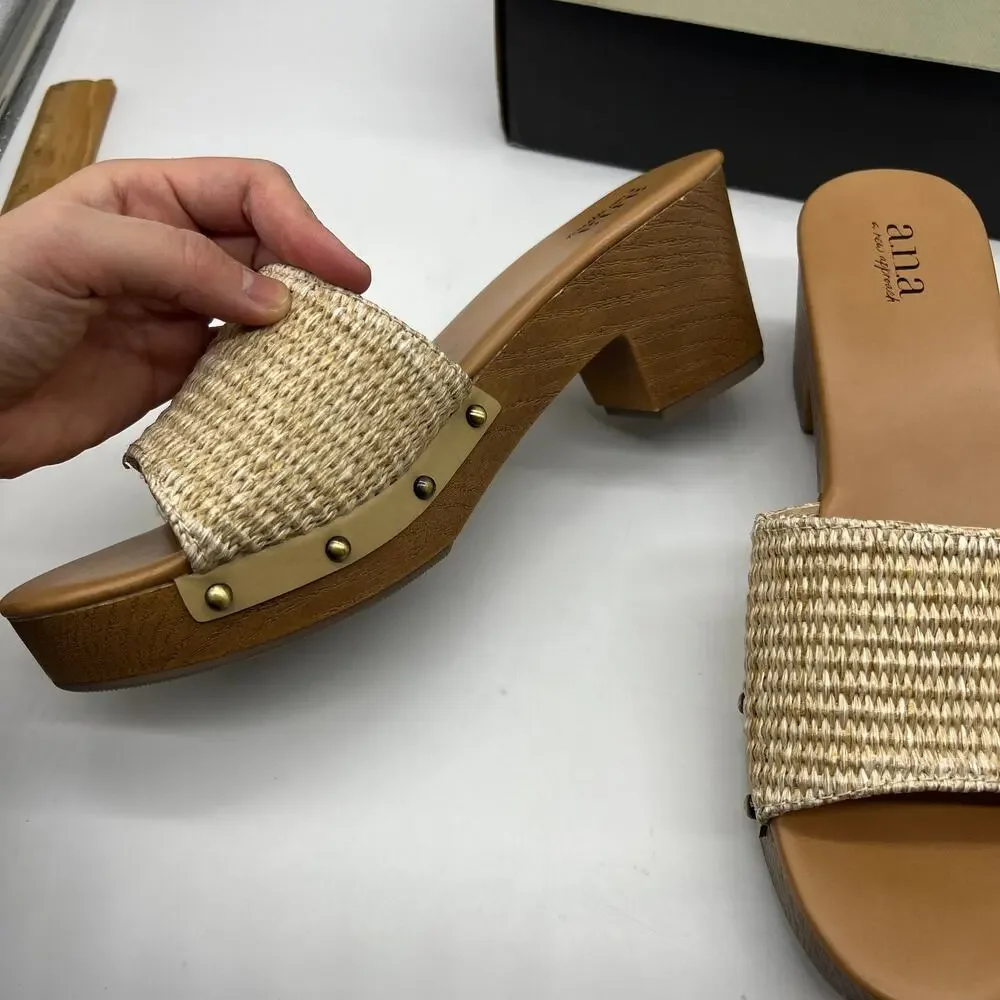 a.n.a. Women Shoes Robinson Casual Heel Natural Color Size 9M